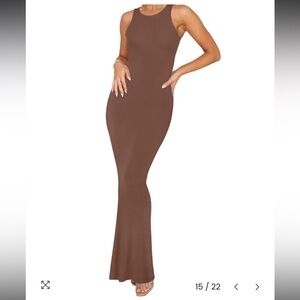 ReoRia Sleeveless Brown Maxi Dress